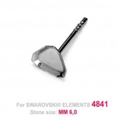 Earring Post for Swarovski Cube 4841, PPC 6 KLS