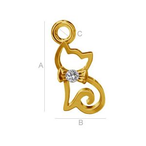 Katzen-Anhänger mit Kristalle, Silberschmuck, S-CHARM 0129 ver.2