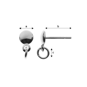 Ear Post with Eyelet, Earring Findings, SKR-1 Ear Post with Eyelet, Earring Findings, SKR-1