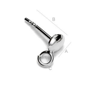 Ear Post with Eyelet, Earring Findings, SKS 1 Ear Post with Eyelet, Earring Findings, SKS 1