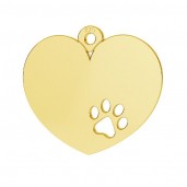 Pendant Dog's Paw in Heart with Eyelet, LKM-2295 - 0,50 14x15,5 mm 