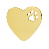 Pendant Dogs Paw in Heart, Silver Jewelry, LKM-2294 - 05 