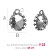 Crown Pendant, Swarovski Rivoli, 8mm ODL-00308 (1122 SS 39)