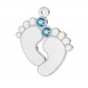 Baby Füße Anhänger mit Swarovski Kristall, Silberschmuck,   LK-0481 - 05 ver.2 