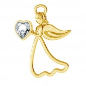 Angel Pendant with Swarovski Heart, Jewelry Findings, ODL-00351 ver.2 