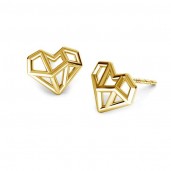 Heart Earrings, Origami, Earring Findings, Silver Jewelry, ODL-00672 KLS  