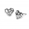 Herz-Ohrstecker, Origami, Ohrringteile, Silberschmuck,  ODL-00672 KLS 