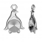 Penguin Pendant, Swarovski Rivoli 6 mm, Pendant Findings, ODL-00380 (1122 SS 29)