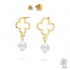 Clover Earring Studs with Eyelet, Silver Jewelry, LK-2572 KLS - 0,50 13x15,4 mm 