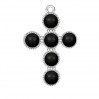 Kreuz-Anhänger, Swarovski Perlen, Silberschmuck, ODL-00666 20,5x29,5 mm ver.3 