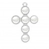 Kreuz-Anhänger, Swarovski Perlen, Weiß, Silberschmuck, ODL-00666 20,5x29,5 mm ver.2