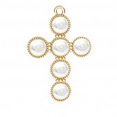 Cross Pendant for Swarovski Pearls, White, Silver Jewelry, ODL-00666 20,5x29,5 mm ver.2