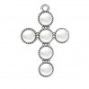 Kreuz-Anhänger, Swarovski Perlen, Weiß, Silberschmuck, ODL-00666 20,5x29,5 mm ver.2