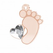 Baby Feet with Swarovski Heart Pendant, Silver Jewelry, LKM-2644 - 0,50 13x14,7 mm