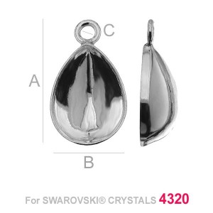 Pendat Base, Swarovski 4320, Silver Jewelry, OKSV 4320 MM 14 CON 1 Pendat Base, Swarovski 4320, Silver Jewelry, OKSV 4320 MM 14 CON 1