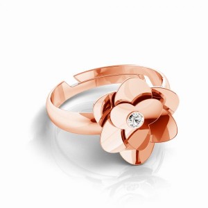 Blumenring mit Kristalle, Ringteile, Silberschmuck, ODL-00624