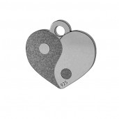 Heart Pendant Yin Yang, Silver Jewelry, LK-1479 - 0,50