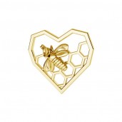 Bee in Heart Pendant, Jewelry Findings, Silver Jewelry, ODL-00671 13,9x15 mm