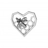 Herzen und Biene-Anhänger, Ohrringteile, Silberschmuck, Bienenwaben, ODL-00671 13,9x15 mm