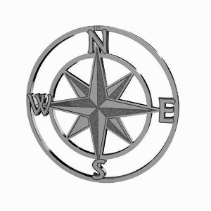 Kompassi-riipus, hopeakorut, LKM-2762 - 0,50 25x25 mm