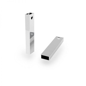 Rectangular Silver Tube Pendant with Hole, Silver Jewelry, RURK-004 6,1x25 mm