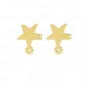 Star Earring Posts with Eyelet, Jewelry Findings, KLS LKM-2612 - 0,50 9x10,3 mm