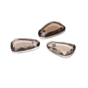 FLAT TEARDROP, Smoky Quartz 16 MM, puolijalokivi
