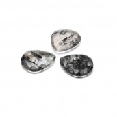 TEARDROP, Black Rutile 16 MM, Semi-Precious Stone