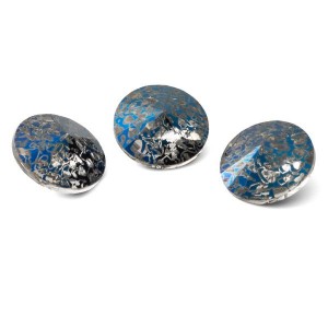 Round Crystal 12mm, RIVOLI 12 MM METALIC BLUE PATINA, GAVBARI 