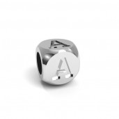 Alphabet Cube, A, Silver Beads, Jewelry Findings, CUBE 4,8X4,8 MM