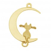 Cat on the Moon Pendant, Jewelry Findings, LK-0489 - 08 14,9x22 mm
