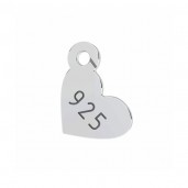 Hallmark Tag, Heart, Pendant, Silver 925, Jewelry Findings, LKM-3131 - 0,50 7,3x8,5 mm