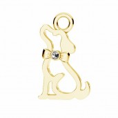 Dog Pendant with Crystal, Silver Jewelry, ODL-01038 ver.2 9,2x15,5 mm