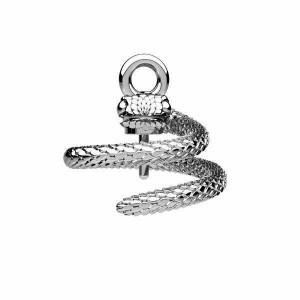 Schlangen-Anhänger, Fassung für Perlen, Schmuckteile, Silberschmuck, OWS-00235 9x13,2 mm