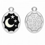 Moon and Stars Pendant, Resin, Jewelry Findings, Silver Jewelry, ODL-01147 13,5x19,5 mm ver.2