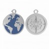 Globus-Anhänger, Giessharz, Schmuckteile, Silberschmuck, ODL-01192 16,8x20 mm ver.2