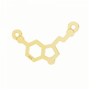 Serotonin, chemische Formel Anhänger, Silberschmuck, LKM-3247 11,1x17,9 mm