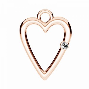 Heart Pendant with Crystal, Jewelry Findings, Silver Jewelry, ODL-01097 10,8x15 mm ver.2 Heart Pendant with Crystal, Jewelry Findings, Silver Jewelry, ODL-01097 10,8x15 mm ver.2