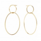 Circle Earrings, 14K Gold AU 585, Gold Jewelry, SG - KLS-34 34x44,4 mm