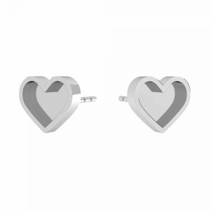 Herz-Ohrstecker, Ohringteile, Silberschmuck, KLS ODL-01117 6,5x7,4 mm