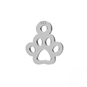 Dog Paw Pendant, Silver Jewelry, LKM-3271 - 0,50 6,8x7,8 mm