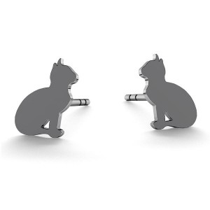 Katzen-Ohrstecker, Silberschmuck, Schmuckzubehör, KLS LK-0615 - 0,50 5,8x8 mm (L+P)