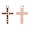 Kreuz-Anhänger mit schwarzen Kristallen, Silberschmuck, OWS-00244 ver.3 12,3x20 mm