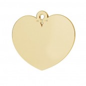14K Gold AU 585, Heart Pendant, Jewelry Findings, LKZ14K-50270 - 0,30 14x15,5 mm