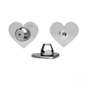 Heart Ear Backs, Back-Stoppers, Earring Findings, SL 9 LKM-3377 - 04 7x8 mm Heart Ear Backs, Back-Stoppers, Earring Findings, SL 9 LKM-3377 - 04 7x8 mm