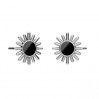 Aurinko-korvakorutapit, musta hartsi, korvakoruosat, hopeakorut, KLS ODL-01488 13,6x13,6 mm ver.2