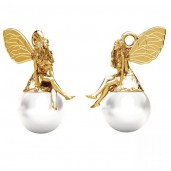 Fairy Pendant with 8mm Pearl, Jewelry Findings, OWS-00700 8x17 mm ver.2