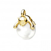 Cat Pendant with Pearl, Silver Jewelry, ODL-00452 10x14 mm ver.2