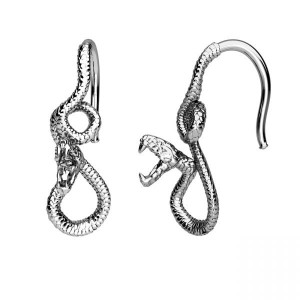 Schlangen-Ohrringe, Silberschmuck, BO 74 OWS-00455 6,5x20,5 mm