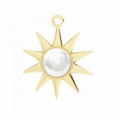 Sun Pendant with Pearl, Jewelry Findings, Silver Jewelry, WS-00577 / ODL-01226 20x24 mm ver.2
